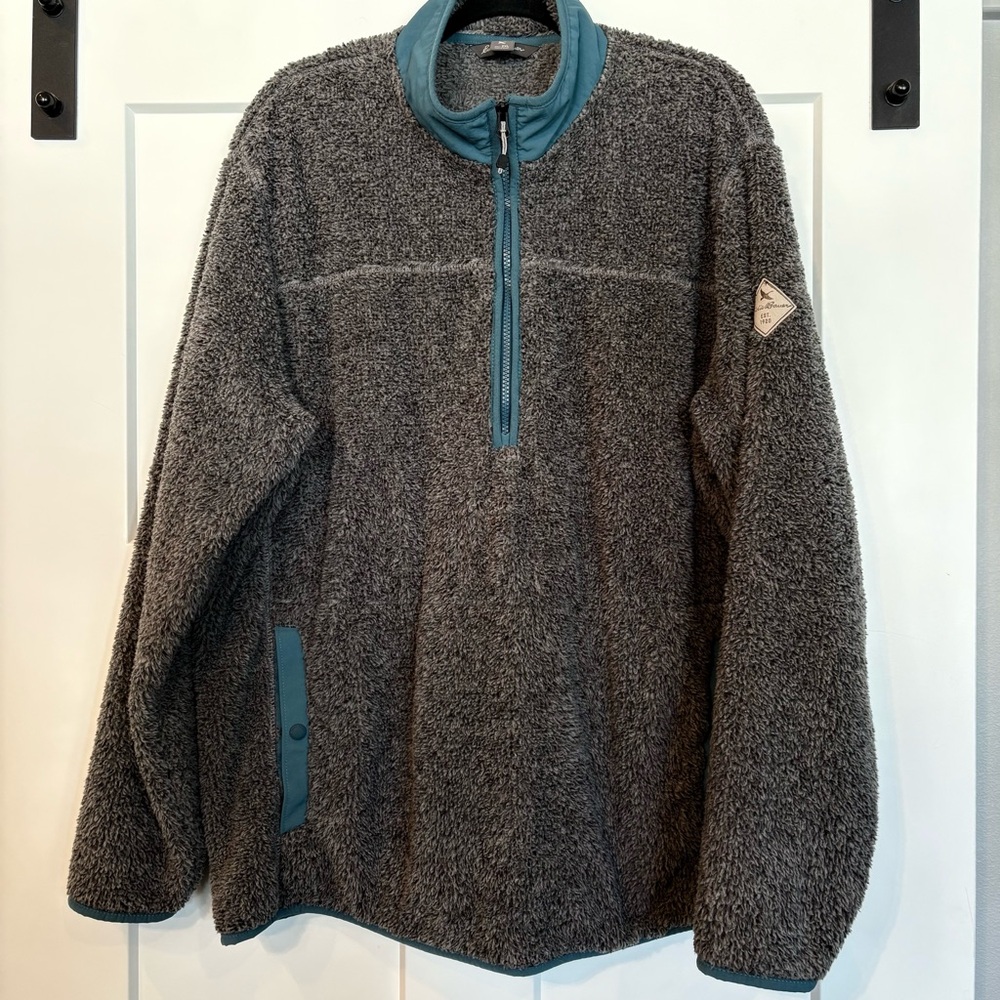 Eddie Bauer Teal and Gray Fleece Sherpa Jacket Sweat
